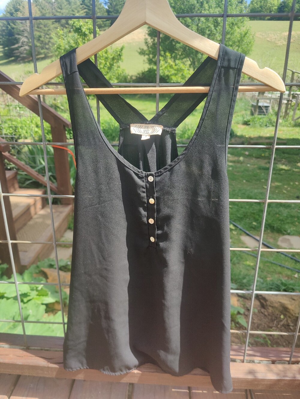 Faux Silk Black Tank Top Blouse